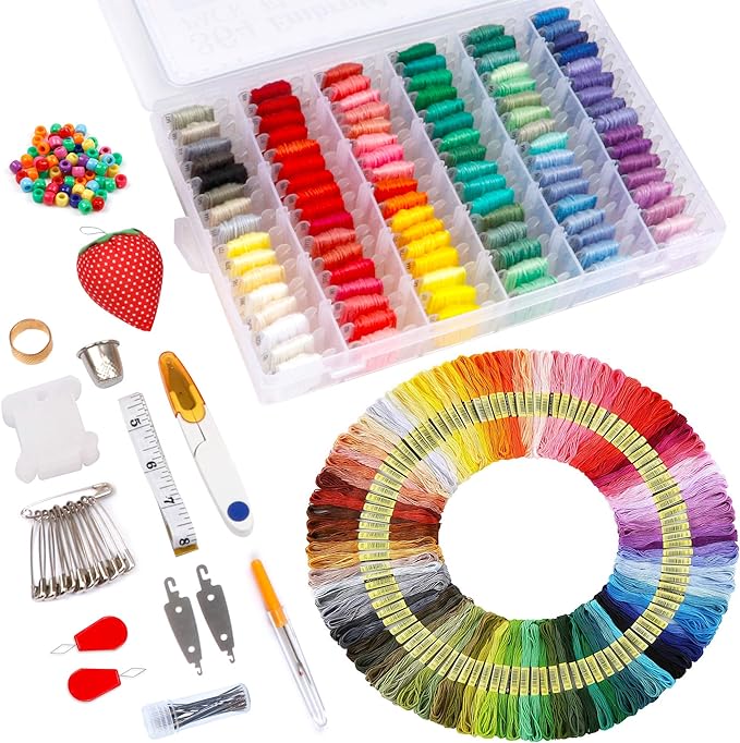 INSCRAFT Embroidery Floss Kit, 364 Pack Embroidery Cross Stitch Kit by INSCRAFT
