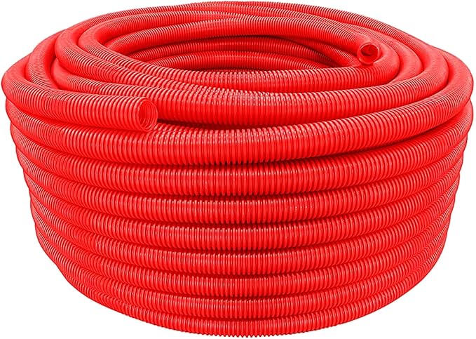 Flexible Polyethylene HDPE Non-Split Corrugated Wire Loom Tubing (Red, 1" Dia. x 100 ft)