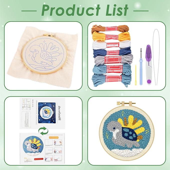 ERKOON Punch Needle Kit Adults Beginners, DIY Easy Sea Animals Embroidery Set - Image 2
