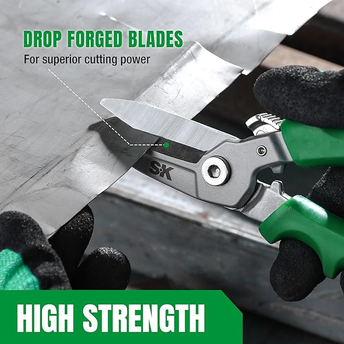 SK 8" Heavy Duty Scissors, All Purpose Shears, Drop Forged CR-V Blades with Safety Lock, Comfortable Grips