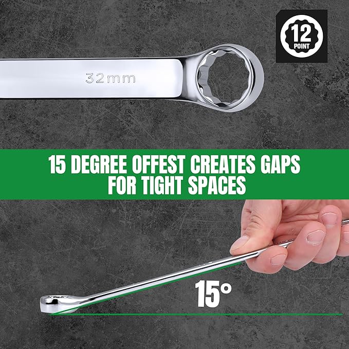 SK Combination Wrench Set, Metric 6 to 32mm, 22-Piece, SuperKrome Finish, Premium CR-V Construction, with Rolling Pouch