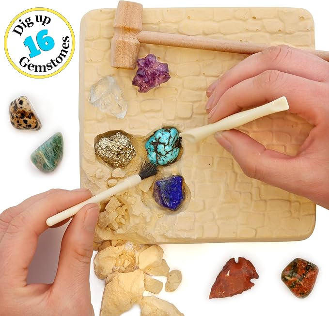 DANCING BEAR Gem stone Dig Kit, Excavate 16 Real Gems & Crystals including - Image 6