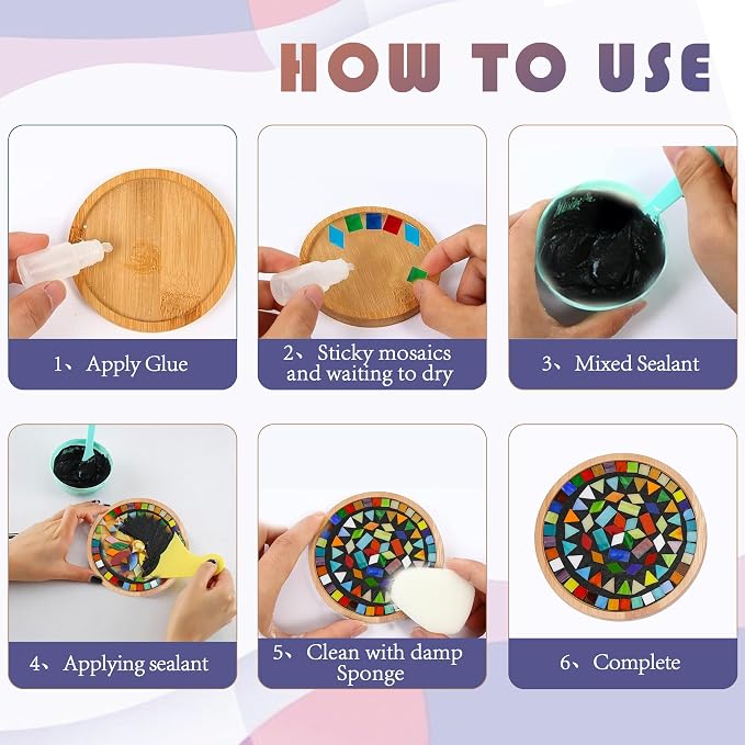 DIY Mosaic Tiles for Crafts, Mixed Stained Glass Ceramic Mosaic Craft Kits for - Image 4