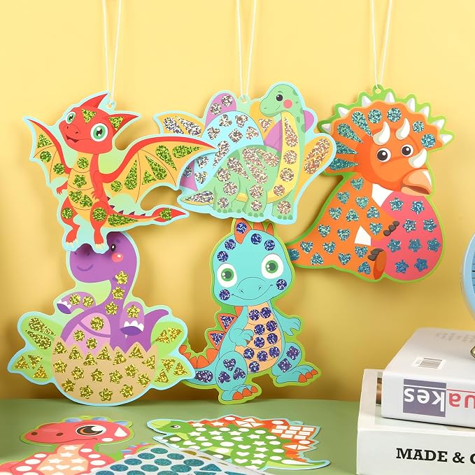JULEASEL DIY Mirror Mosaic Dinosaur Craft Kit | Stickers Gift - Image 3
