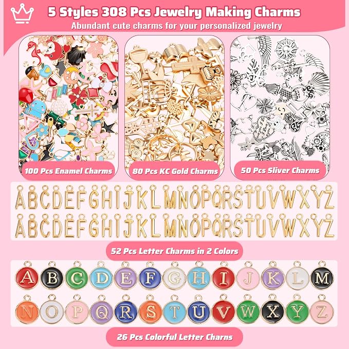 Modacraft 617 Pcs Charms Lip Gloss Keychain Making Kit, DIY Bag Charm Kit - Image 2