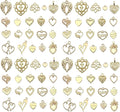 WOCRAFT 60pcs KC Gold Heart Valentine's Day Wedding Charms Bracelet Charms by WOCRAFT
