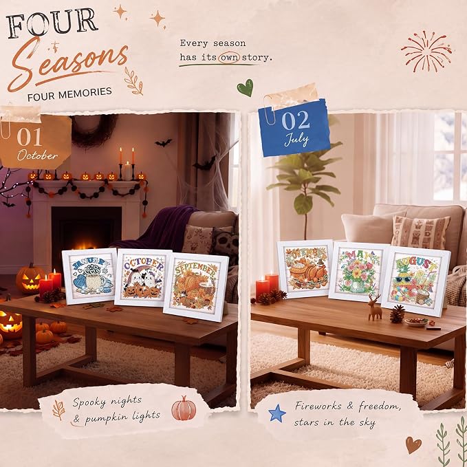 13 Pcs Fall Interchangeable Monthly Diamond Art Kits - Image 5