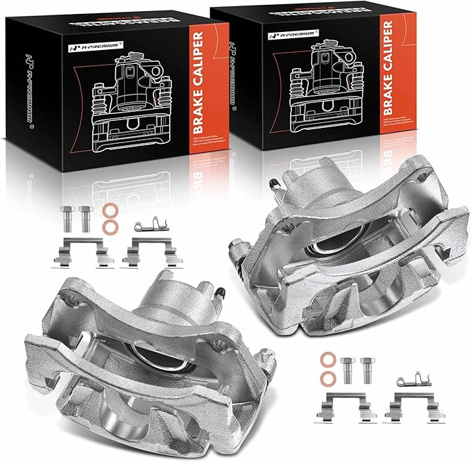 A-Premium Front Disc Brake Caliper Assembly with Bracket Compatible with Select Chrysler, Dodge and Jeep Models - 200 2011-2014, Sebring 2007-2010, Avenger 08-14, Caliber, Compass, Patriot, 2-PC Set