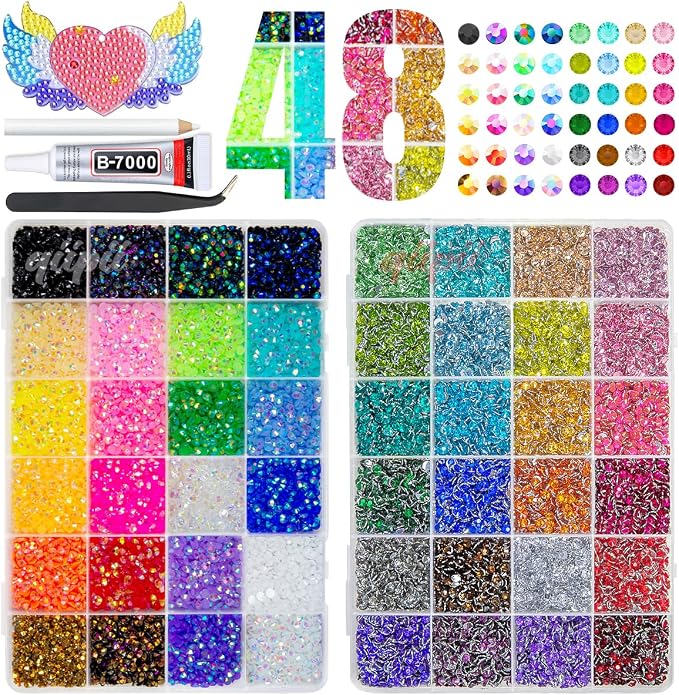qiipii 48 Color 4mm Jelly AB & Crystal Colorful Resin Rhinestones by qiipii