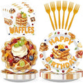 96Pcs Waffle Birthday Party Decoration Breakfast Brunch Bread Food Plates and by Greencian