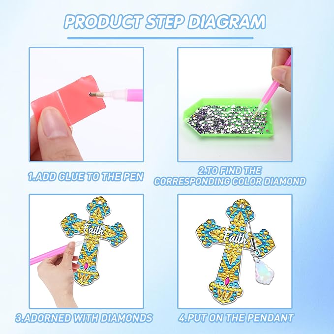 Cross Diamond Art Bookmark Kit: 8 Pcs Christian Bookmarks - Image 5