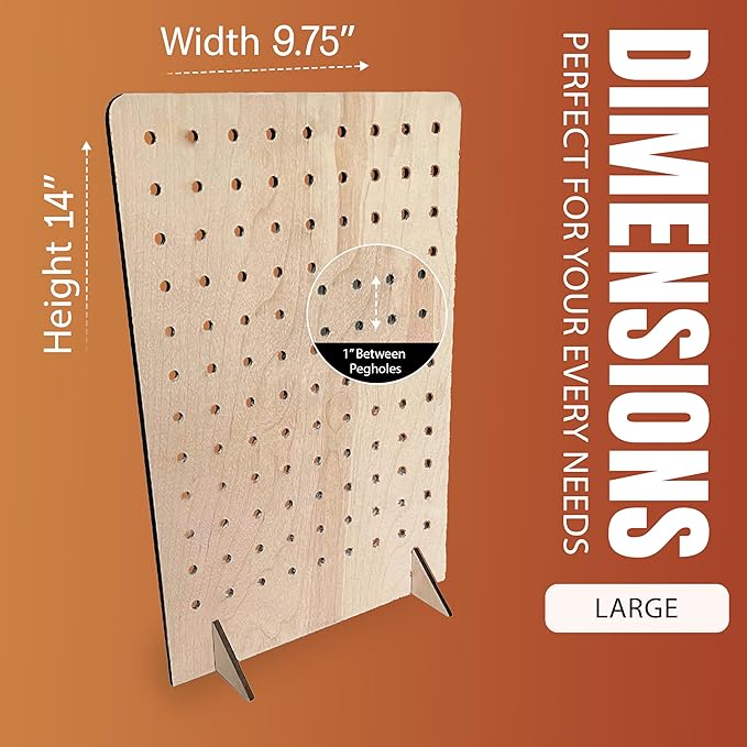 Torched Pegboard Display Stand for Jewelry, Craft Shows, Selling, Vendor Events, Tools, Peg Board Accessories Rack Organizer, Large 9.75" L x 4.3" W x 14" H, Natural…