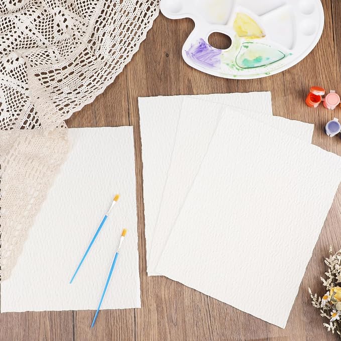50 Sheets Watercolor Paper 9 x 12inch, 300 GSM Deckled Edge Paper - Image 3