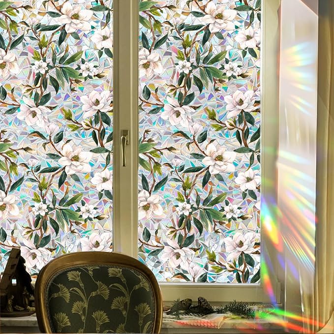 Floral Stained Glass Window Privacy Film, Retro Decorative Rainbow Window - Image 6
