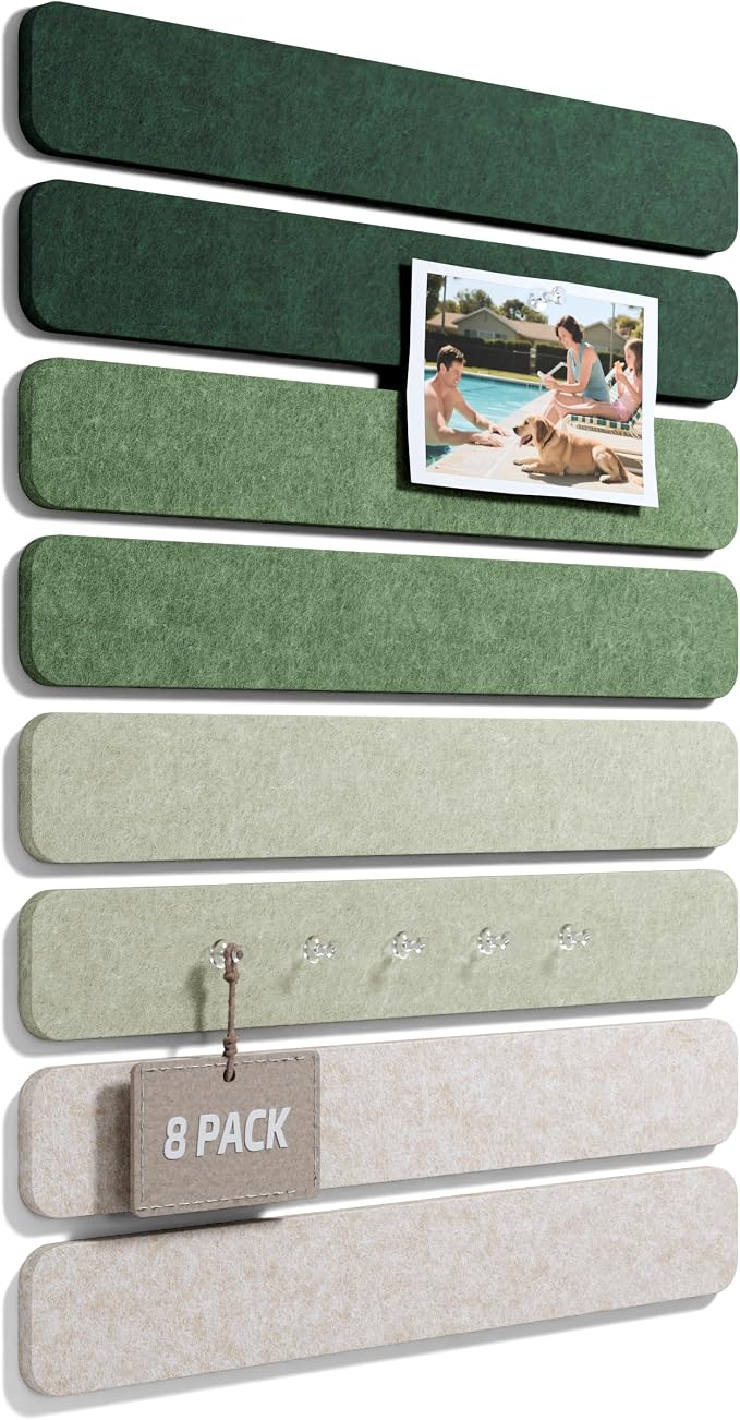 Fluxynara Cork Board Alternative Felt Strip Board 8-Pack 13"x2", Office Pin by FLUXYNARA