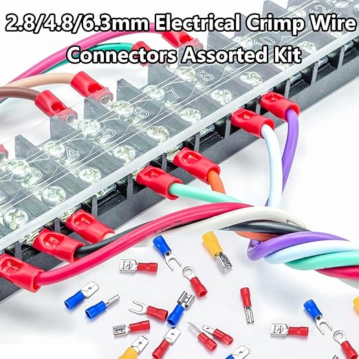 Tnisesm 300Pcs Spade Connector 16 Types with Professional Wire Stripper/Wire Crimping Tool, Wire Cutter, Wire Crimper, Cable Stripper, Wiring Tools and Multi-Function Hand Tool