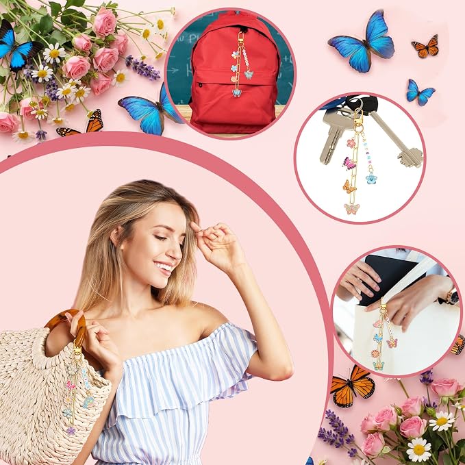 CraftyDream 558 Pcs Flower Keychain Making Kit DIY Butterfly Floral Bag Charm - Image 7