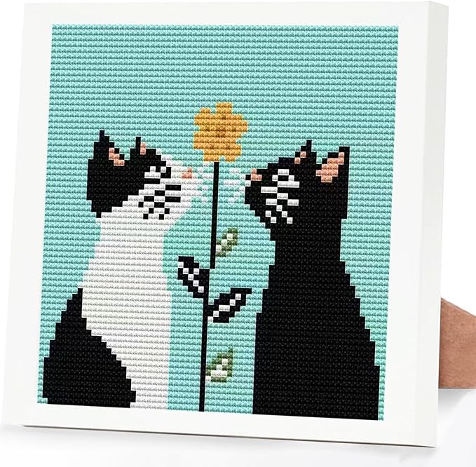 Tiwabb Cat Cross Stitch Kits for Adults Beginner, Stamped Cross Stitch Kits by DIYHomeDecor