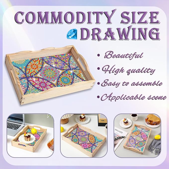 EWJRNSF Diamond Art Kits for Adults Wooden Serving Trays - Image 4