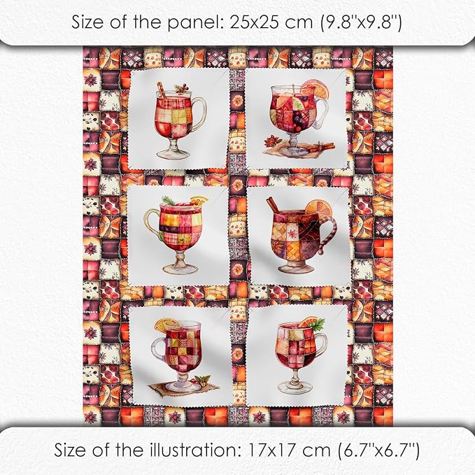 Patchwork Mulled Wine Cotton Fabric Panel – 6 Designs + Bonus Sheet 29.5×19.6 - Image 6