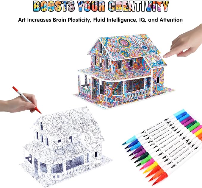 BEARUN 3D Coloring Puzzle Set, Arts and Crafts - Image 4