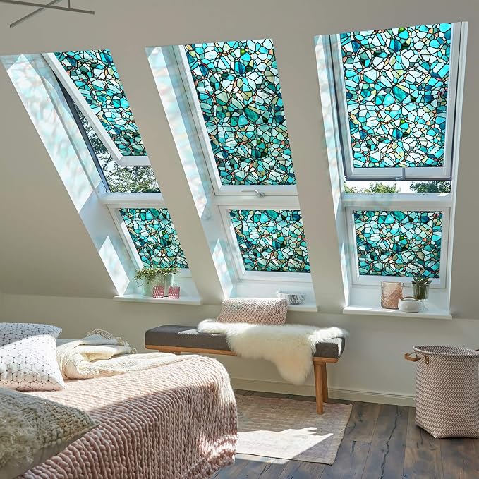 funlife Original Hand-Drawn Faux Stained Glass Window Film, Double-Sided Static by funlife