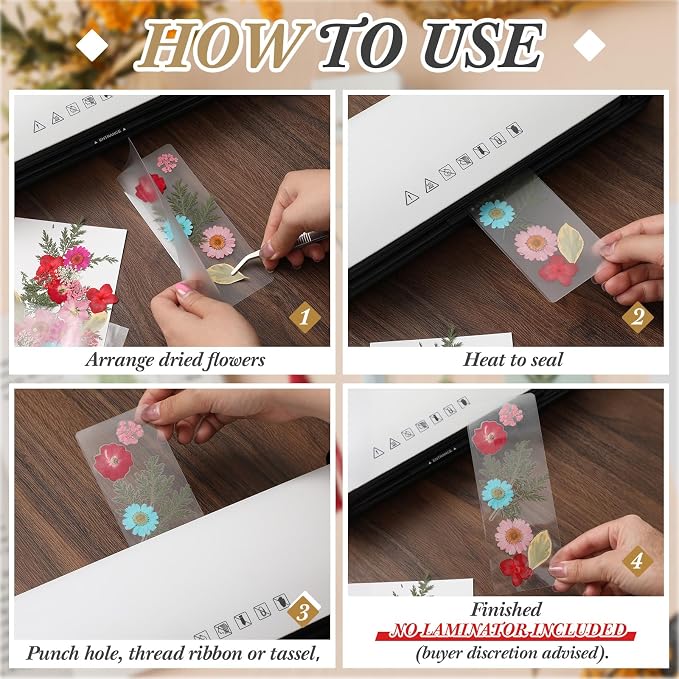 Fuyoooo 176 Pcs Pressed Flowers Bookmark Making Kit, DIY Bookmark Laminating - Image 3