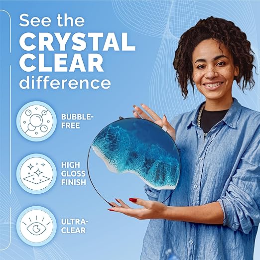 CRAFT RESIN 34OZ Crystal Clear Epoxy Resin Kit - Food Safe & UV Resistant for DIY Art, Wood, Jewelry Making, Coasters, Molds Casting Resin Epoxy - Low Viscosity, Self Leveling for Beginners & Pros