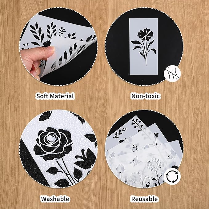 WSICSE 40 Pieces Flower Stencils - Image 3