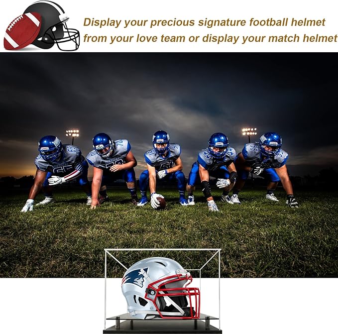 Football Helmet Display Case Full Size, Acrylic Helmet Display Case Black - Image 6