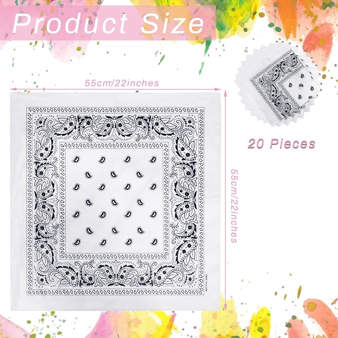 20/40 Pcs White Bandanas for Tie Dye DIY Blank Cotton Bandanas Plain - Image 2