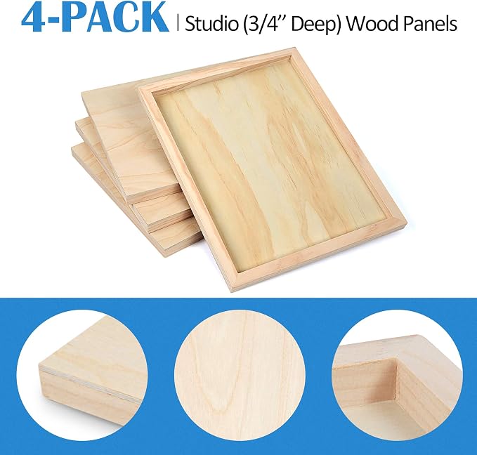 Falling in Art 4 Pack 11x14’’ Unfinished Birch Wood Panels Kit - Image 3