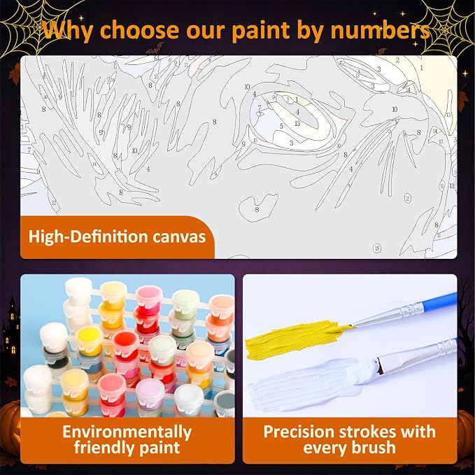 Mandun 3 Pack Halloween Paint by Numbers Kit - Image 5
