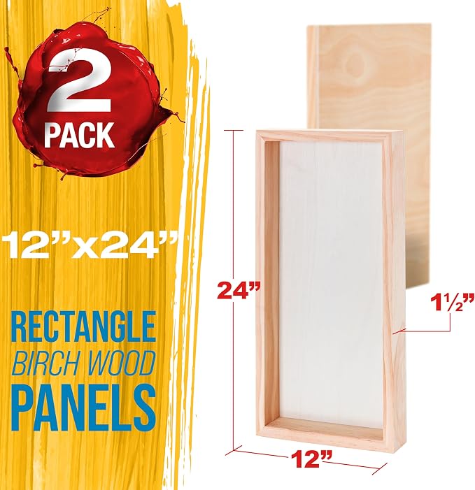 U.S. Art Supply 12" x 24" Unfinished Cradled Wood Panels - Image 2