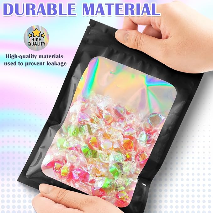 JETMORE 100 PCS Black Smell Proof Bag 4x6in, Mylar Bags, Holographic Bags - Image 4