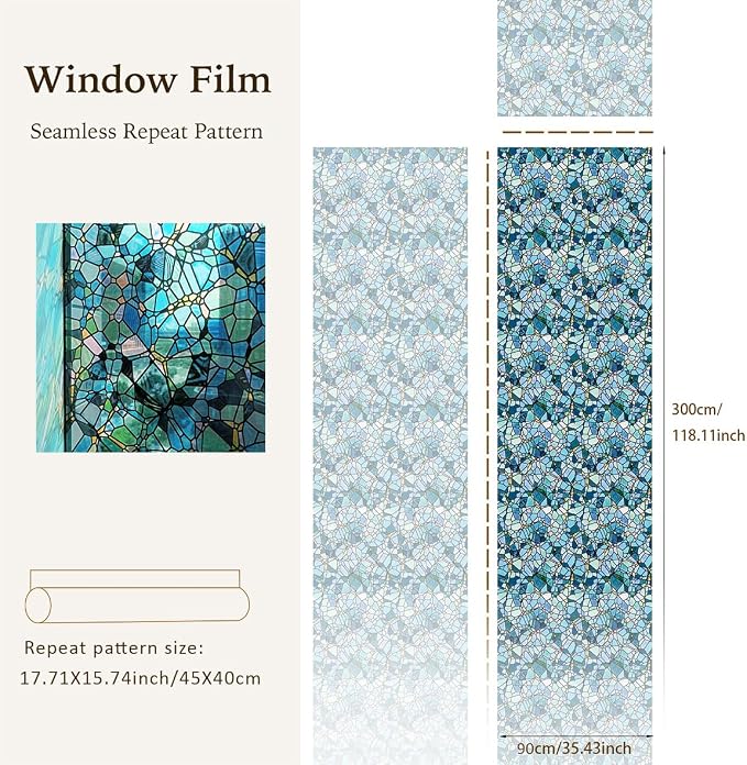 funlife Original Hand-Drawn Stained Glass Window Film, Reusable Double-Sided - Image 3