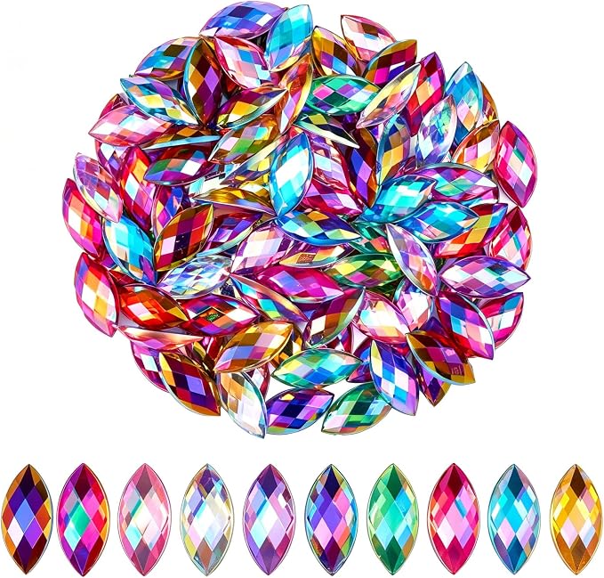200 Pcs 7x15mm AB Rhinestones for Bedazzling, Rainbow Effect Craft Gems for by Unknown