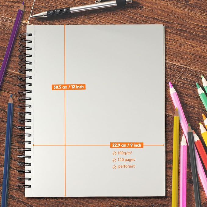 joibabe Spiral Bound Mixed Media Sketchbook, 160 GSM Heavyweight Acid Free Paper - Image 4