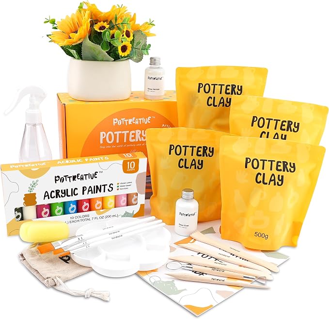 POTTREATIVE Air Dry Clay Kit for Adults, Pottery Starter Kit by POTTREATIVE