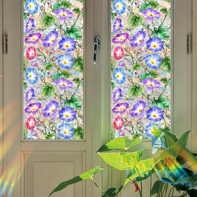 Morning Glory Stained Glass Window Cling, Removable Window Privacy Film - Image 6