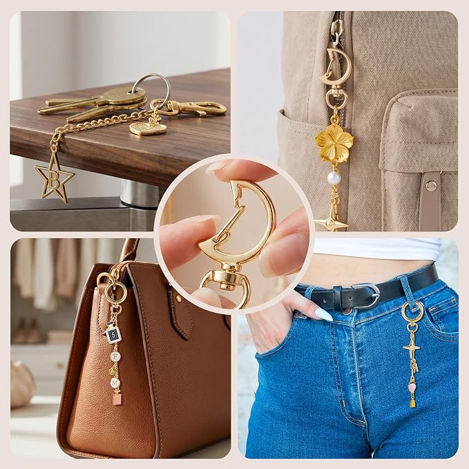 20pcs Gold Keychain Making Kit, Key Ring Swivel Snap Hook Chains, Alloy - Image 7