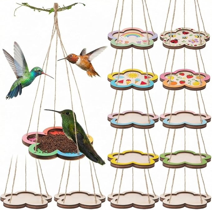 DoubleFill 12 Pcs Thickened Wood Bird Feeder Craft Kits by DoubleFill