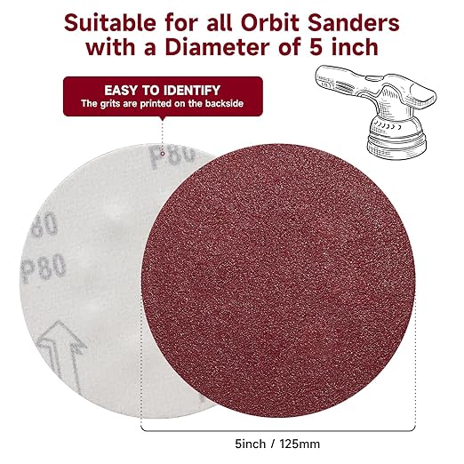 5 Inch 100 PCS Sanding Disc 100 Grit,Hook and Loop Sanding Discs for Random Orbital Sander