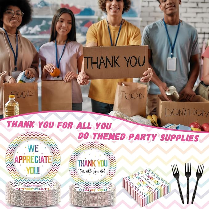 200pcs Thank You Plates Napkins We Appreciate You Party Tableware Set Teacher - Image 7