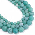 48pcs Natural Matte Green Oxidized Gemstone Beads，8mm Frosted Round Loose Stone by Yochus