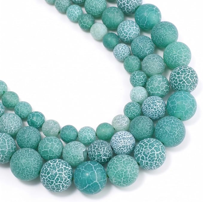 36pcs Natural Matte Green Oxidized Gemstone Beads，10mm Frosted Round Loose by Yochus