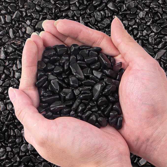 0.5 Lb/230g Black Aquarium Gravel Rocks Fish Tank Marbles Pebbles Small by EZEELAI