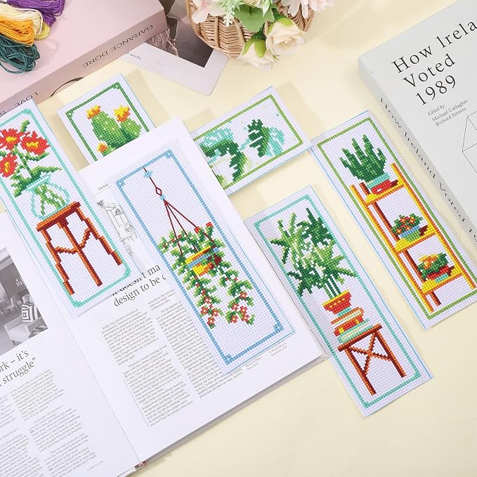 ORIGACH 6 Set Green Plants Cross Stitch Bookmark Kit - Image 5