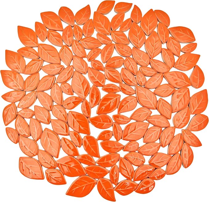 500g/1.1lb Leaf-Shaped Ceramic Mosaic Tiles, Ceramic Mosaic Pieces - Image 3
