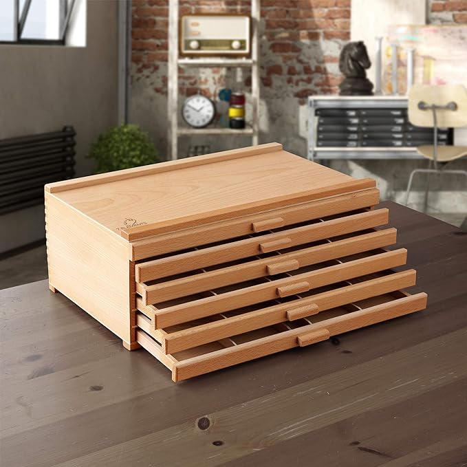 7 Elements 6 Drawer Wooden Artist Storage Supply Box - Image 2